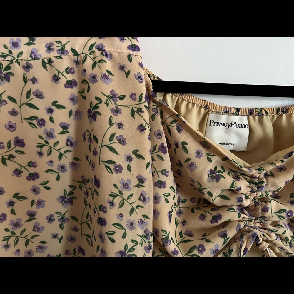 Yellow and purple floral high waisted short set